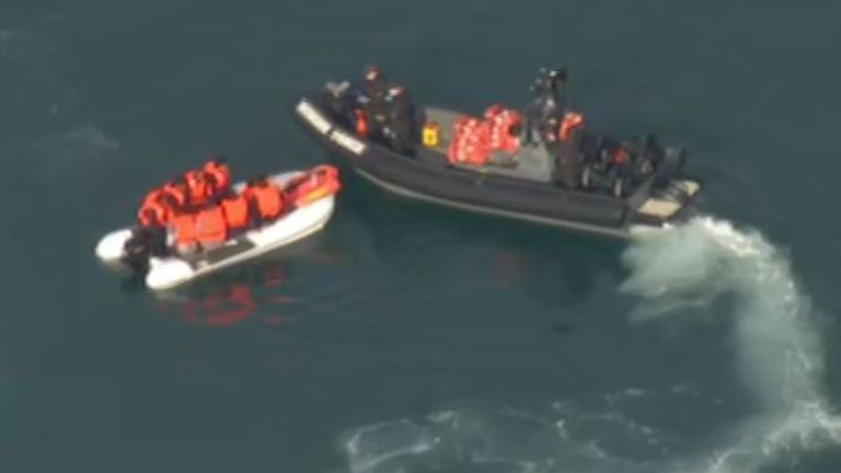 Border Force meets migrants crossing Channel in dinghy