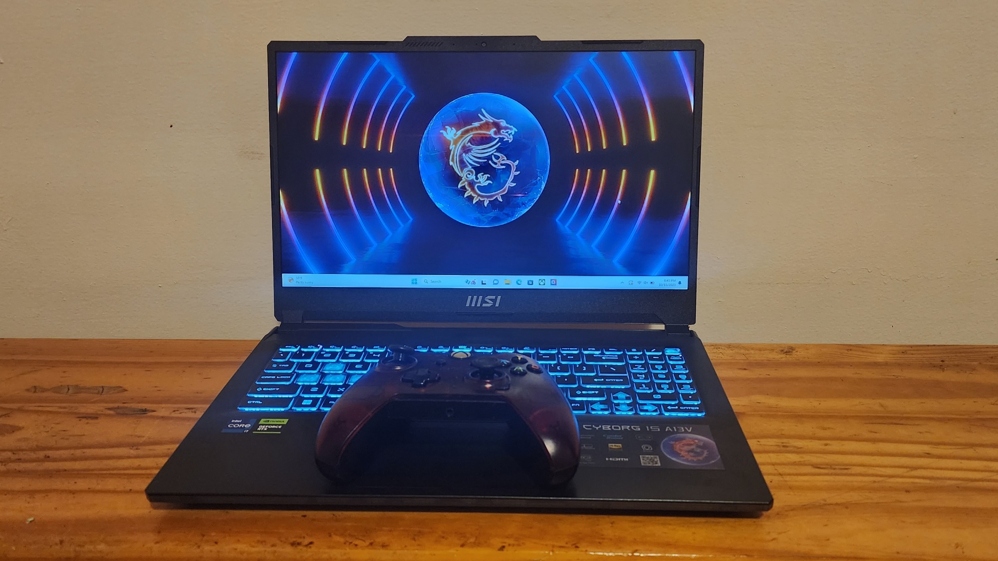 MSI Cyborg 15 on a bench