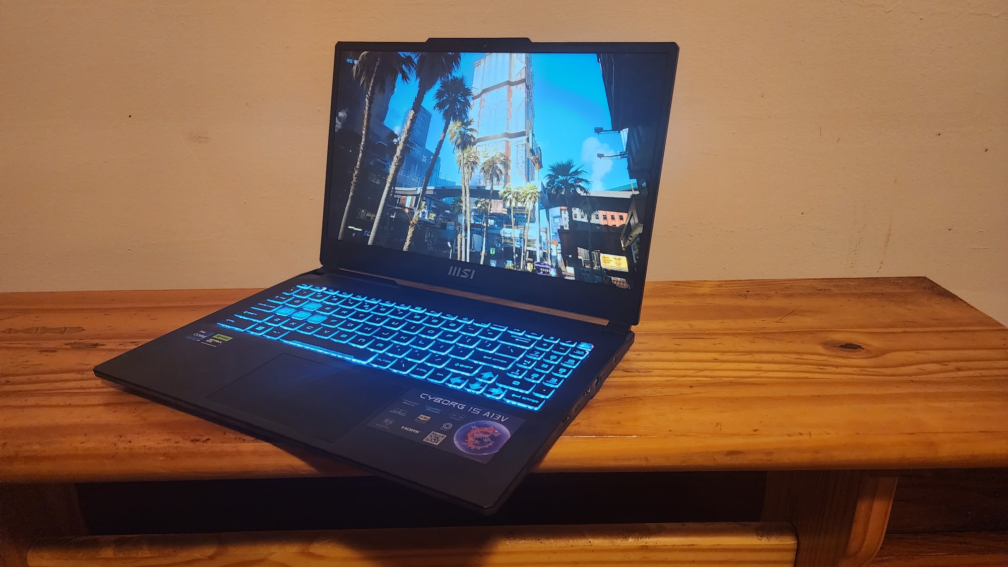 MSI Cyborg 15 on a bench
