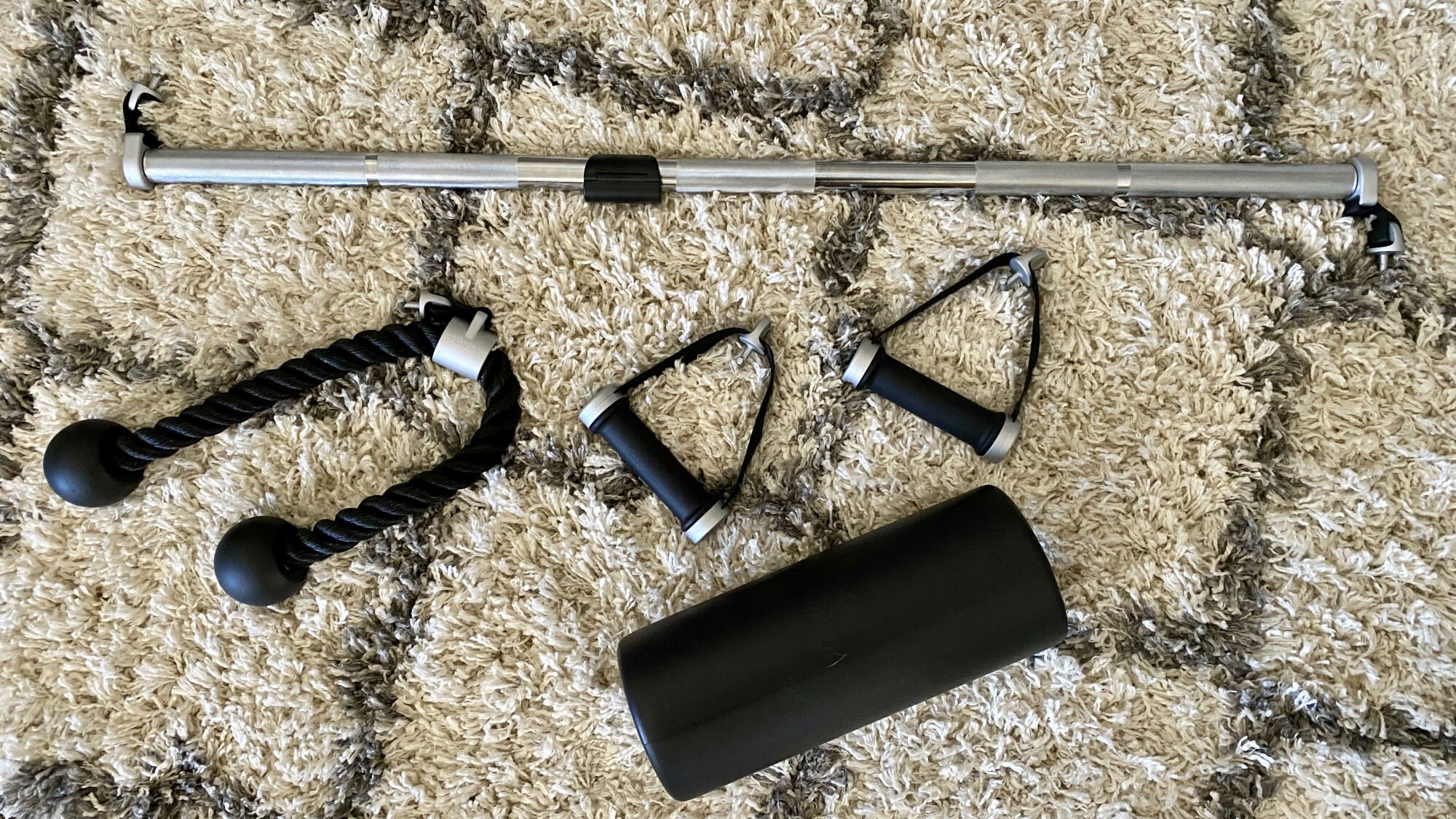 Tonal smart accessories on a fluffy rug