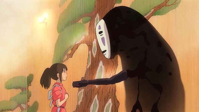 Chihiro and No-Face, one of the many complex characters in 'Spirited Away.'
