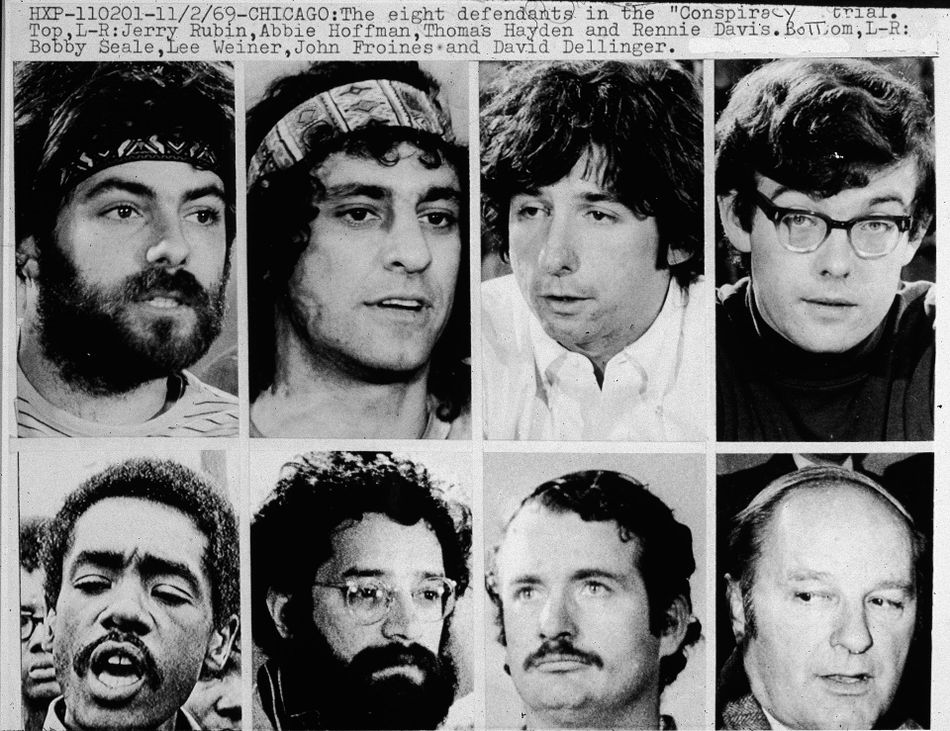 The Chicago Eight, as the defendants were originally dubbed before Bobby Seale was severed from the case.